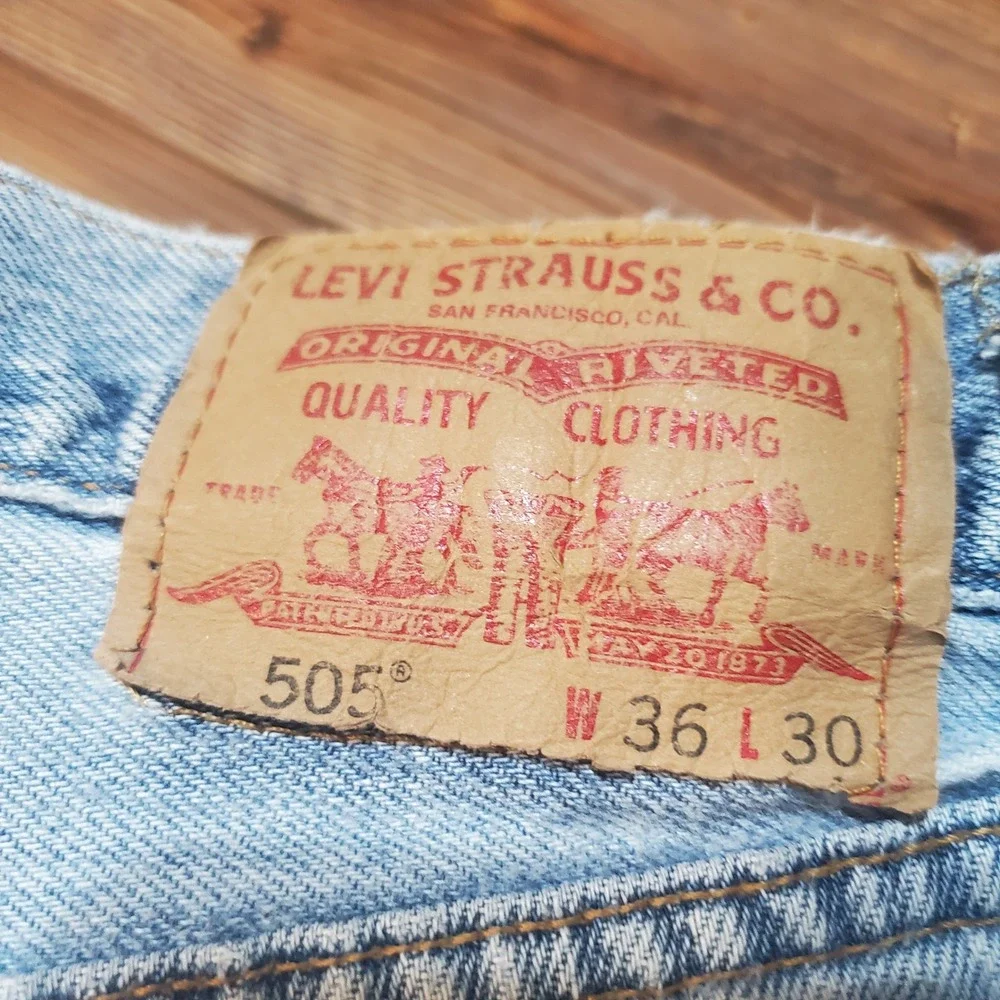 Levi 505 Regular Fit Jeans Bundle Lot Mens 36x30 Vintage Distressed Light Wash